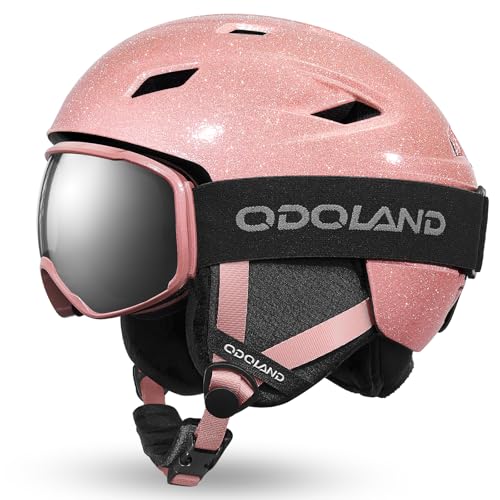 Odoland Skihelm und Skibrille Set, Glitzer Snowboardhelm mit Snowboardbrille für Damen und Mädchen Ski Goggles UV 400 Schutz Windwiderstand Snowboard Brille zum Skifahren und Bergsteigen Odoland Skihelm und Skibrille Set, Glitzer Snowboardhelm mit Snowboardbrille für Damen und Mädchen Ski Goggles UV 400 Schutz Windwiderstand Snowboard Brille zum Skifahren und Bergsteigen von Odoland