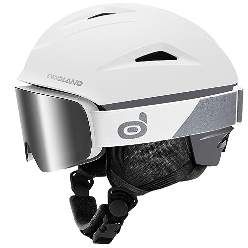 Odoland Skihelm und Skibrille Set Snowboardhelm mit Snowboardbrille für Damen und Herren und Jugend Ski Goggles UV 400 Schutz Windwiderstand Snowboard Brille zum Skifahren und Bergsteigen von Odoland