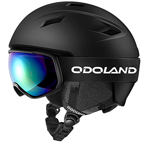 Odoland Skihelm und Skibrille Set Snowboardhelm mit Snowboardbrille für Erwachsene, Schneebrille UV 400 Schutz Windwiderstand Snowboard Brille zum Skifahren Bergsteigen Schwarz M Odoland Skihelm und Skibrille Set Snowboardhelm mit Snowboardbrille für Erwachsene, Schneebrille UV 400 Schutz Windwiderstand Snowboard Brille zum Skifahren Bergsteigen Schwarz M von Odoland