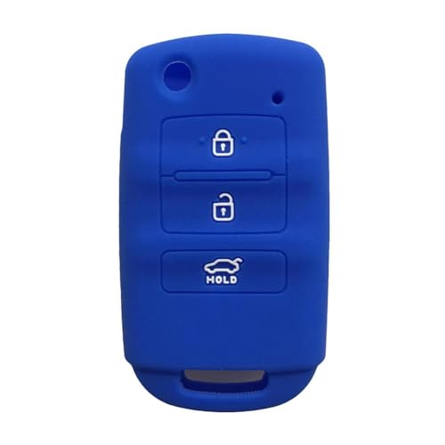Odongk Silikon-Autoschlüssel-Hülle für K-IA K7 K9 Cadenza 3 Tasten Fernbedienung Schlüsselhalter Schutz Autozubehör Schlüsselanhänger Tasche Set Blau von Odongk
