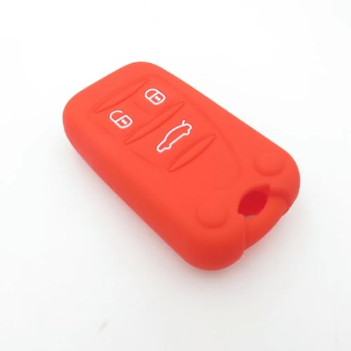 Odongk Silikon-Autoschlüssel-Hülle für a-lfa r-omeo giulietta 156 159 A159, Ersatzschlüssel-Schlüsselanhänger, Gummi, für J-ACket Taschenhalter, Rot von Odongk