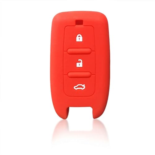 Silikon-Autoschlüssel-Hülle für T-oyota für S-mart Fernbedienung, Schlüsselhalter, 3 Tasten, altes Modell, Schlüsselzubehör, Schutzschale, Haut-Rot von Odongk