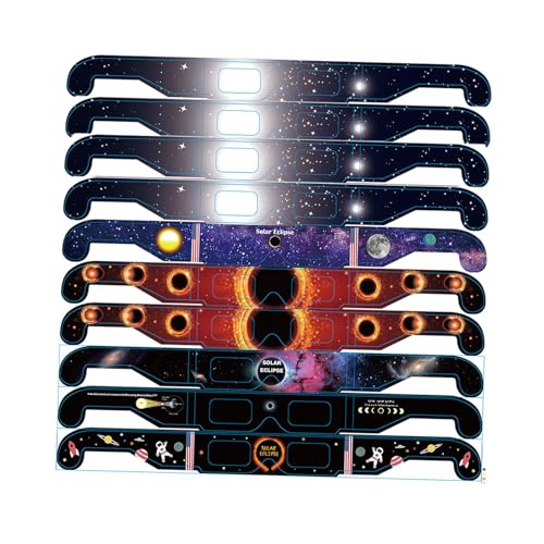 Odorkle 10-teilige Sonnenfinsternis-Brille, Tragbare, Langlebige Kunststoffrahmen-Papier-Sonnenfinsternis-Brille für die Sonnenbeobachtung, Odorklez1afv9b7xu von Odorkle