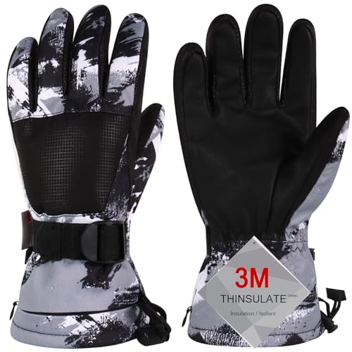 Odtmger Ski-Handschuhe, Winterhandschuhe, wasserdichte Winter-Ski-Handschuhe, warme, atmungsfähige Schneehandschuhe für Jungen und Mädchen, die im Freien im kalten Winter Sport Treiben von Odtmger