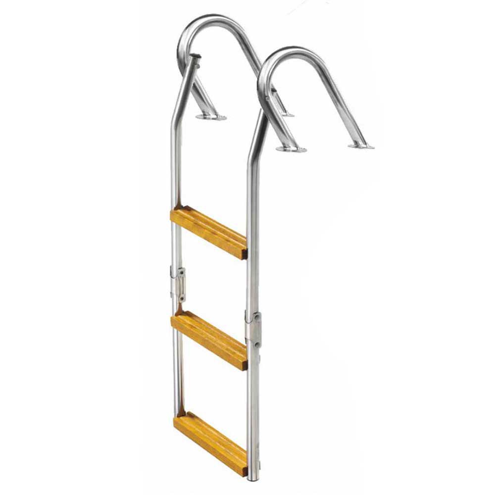 Oem Marine Stainless Steel/wood 3 Steps Ladder Silber 74 x 27 cm von Oem Marine