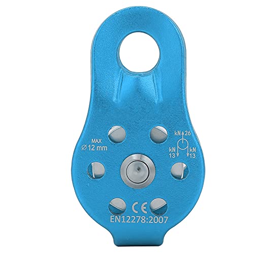 Mikro Seilrolle(26KN) Umlenkrolle für Seile mit max. Durchmesser bis 12 mm zum Klettern, Heavy Duty Single Swivel Rope Pulley Block (blau),Rettungsheben und zur Anhängerkupplung Riemenscheiben von OhhGo