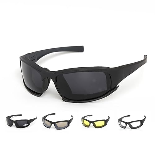 OhhGo Polarisierte Sonnenbrille,Polarisiert Fahrradbrille,Herren Damen Sportbrille Sonnenbrillen,winddichte Schaumstoffpolsterung, Brille mit 4 austauschbaren Gläsern für Radfahren, Angeln von OhhGo