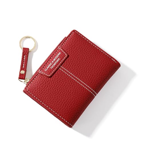 Ohromcoli Geldbörse Damen - Geldbeutel Damen Klein, Portemonnaie Damen Klein PU Leder mit weicher Textur, Bifold Portmonee Damen Leuchtende mit 5 Kartenfächer(Rot) von Ohromcoli