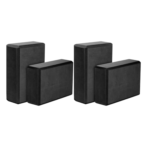 Oikufidu Yoga BlöCke 4 Pack,23X15X7,6Cm Yoga Block ÜBung Steine mit Hoher Dichte Aus Eva Schaum,Umwelt Freundlich und Leicht,Schwarz von Oikufidu