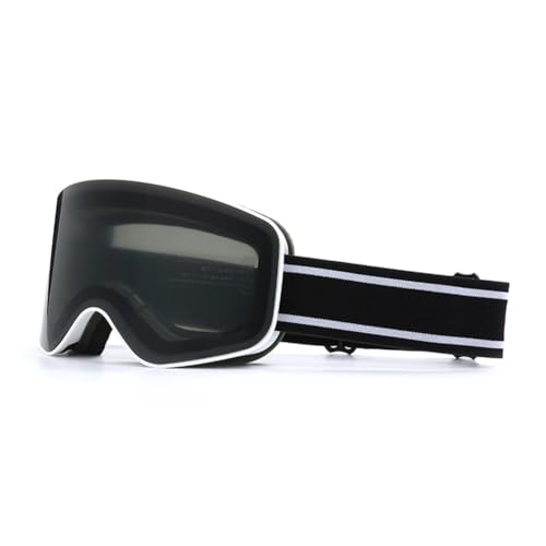 Okeeyseda Ski- und Snowboardbrille für Damen und Herren, Schutz, Beschlagfrei, Doppellinse, Überbrille mit Zylindrischem Design, Weißer Rahmen von Okeeyseda