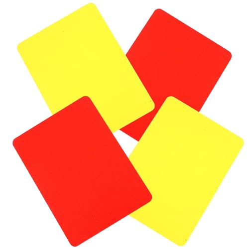 Olanmarp Fußball-Schiedsrichter-Karten-Set – Robuste Rote und Gelbe Karten aus PVC – Unverzichtbares Zubehör für jedes Fußballspiel 2er Set - Made in EU (2er Set (2 Stück Gelb + 2 Stück Rot)) von Olanmarp
