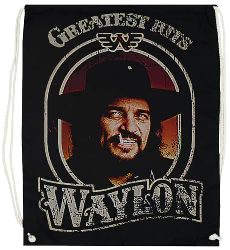70s Style Outlaw Country Waylon Baumwoll-Trainingstasche, Schwarzer Turnbeutel von Oldrytee