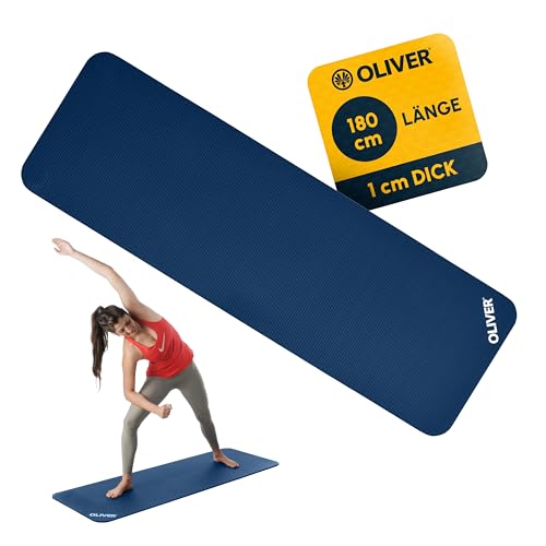 OLIVER Gymnastikmatte blau 180 x 60 x 1 cm Fitnessmatte Yogamatte rutschfest von Oliver