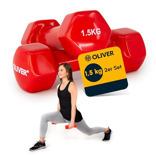 Oliver – Vinyl Kurzhanteln Set 2 x 1,5kg Rot – Hantelset für Männer & Frauen – Hanteln Gusseisen mit griffigem Vinylüberzug – Für Gymnastik, Aerobic, Fitness- & Krafttraining im Studio oder zu Hause Oliver – Vinyl Kurzhanteln Set 2 x 1,5kg Rot – Hantelset für Männer & Frauen – Hanteln Gusseisen mit griffigem Vinylüberzug – Für Gymnastik, Aerobic, Fitness- & Krafttraining im Studio oder zu Hause von Oliver