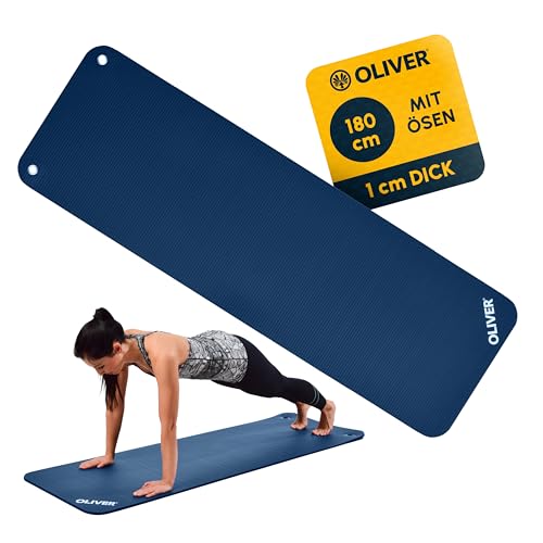 OLIVER Gymnastikmatte mit Ösen blau 180 x 60 x 1 cm Fitnessmatte Yogamatte von Oliver