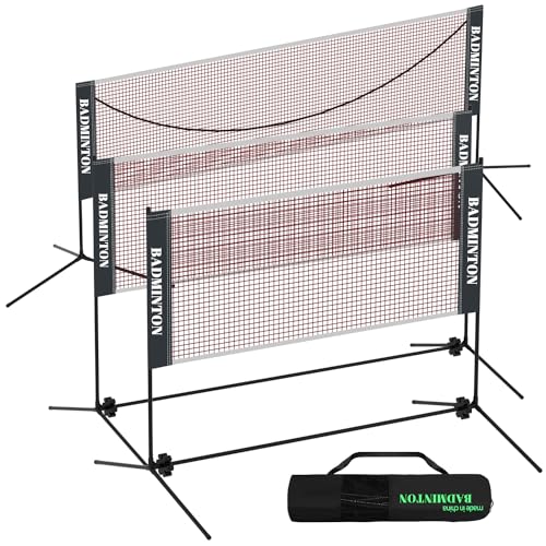 Ollewiellan 410cm Badminton Netz, Volleyballnetz, Höhenverstellbarer Ständer und Tragetasche, leicht auf- und abbaubar, Ideales Sportnetz für Tennis, Badminton oder Volleyball von Ollewiellan