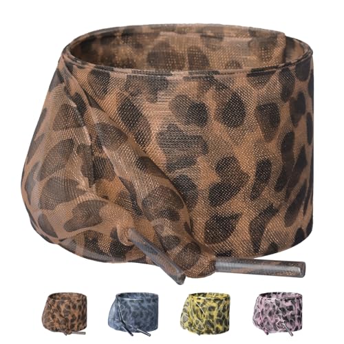 Olukssck 1 Paar Modische Leopardenmuster Schnürsenkel Tüllband, 4CM Breit Chiffon Satin Schnürsenkel für Sneaker, Turnschuhe, Sportschuhe, Braun, 140cm Olukssck 1 Paar Modische Leopardenmuster Schnürsenkel Tüllband, 4CM Breit Chiffon Satin Schnürsenkel für Sneaker, Turnschuhe, Sportschuhe, Braun, 140cm von Olukssck