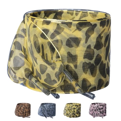 Olukssck 1 Paar Modische Leopardenmuster Schnürsenkel Tüllband, 4CM Breit Chiffon Satin Schnürsenkel für Sneaker, Turnschuhe, Sportschuhe, Gelb, 120cm Olukssck 1 Paar Modische Leopardenmuster Schnürsenkel Tüllband, 4CM Breit Chiffon Satin Schnürsenkel für Sneaker, Turnschuhe, Sportschuhe, Gelb, 120cm von Olukssck