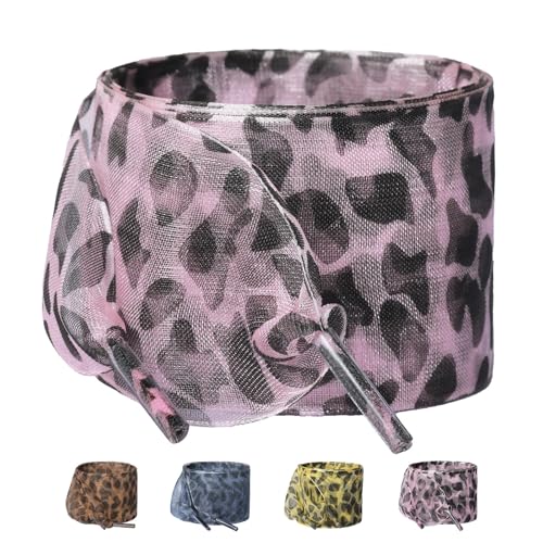 Olukssck 1 Paar Modische Leopardenmuster Schnürsenkel Tüllband, 4CM Breit Chiffon Satin Schnürsenkel für Sneaker, Turnschuhe, Sportschuhe, Rosa, 140cm Olukssck 1 Paar Modische Leopardenmuster Schnürsenkel Tüllband, 4CM Breit Chiffon Satin Schnürsenkel für Sneaker, Turnschuhe, Sportschuhe, Rosa, 140cm von Olukssck