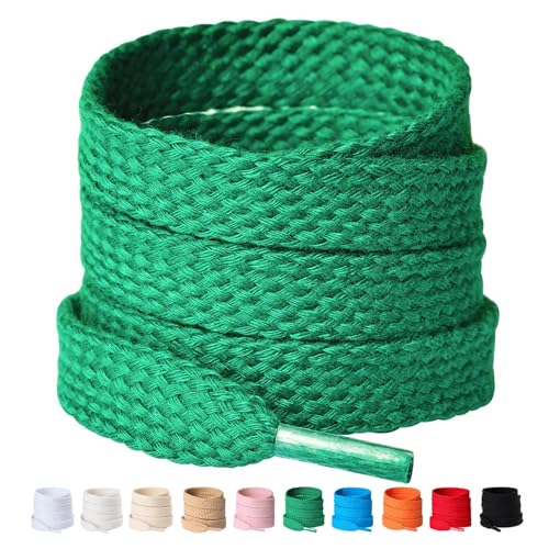 Olukssck 2 Paar 12mm Breit Flache Schnürsenkel aus 100% Baumwolle, Premium Dicke Schuhbänder für Sportschuhe Sneaker Turnschuhe und Freizeitschuhe, Grün, 100cm Olukssck 2 Paar 12mm Breit Flache Schnürsenkel aus 100% Baumwolle, Premium Dicke Schuhbänder für Sportschuhe Sneaker Turnschuhe und Freizeitschuhe, Grün, 100cm von Olukssck