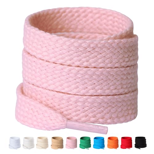 Olukssck 2 Paar 12mm Breit Flache Schnürsenkel aus 100% Baumwolle, Premium Dicke Schuhbänder für Sportschuhe Sneaker Turnschuhe und Freizeitschuhe, Rosa, 140cm Olukssck 2 Paar 12mm Breit Flache Schnürsenkel aus 100% Baumwolle, Premium Dicke Schuhbänder für Sportschuhe Sneaker Turnschuhe und Freizeitschuhe, Rosa, 140cm von Olukssck