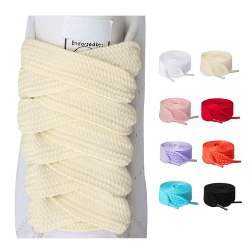Olukssck 2 Paar 20mm Breite Flach Schnürsenkel, Reißfeste Ersatz Schuhbänder für Sneakers, Sportschuhe, Turnschuhe, Freizeitschuhe, Cremefarben, 120cm Olukssck 2 Paar 20mm Breite Flach Schnürsenkel, Reißfeste Ersatz Schuhbänder für Sneakers, Sportschuhe, Turnschuhe, Freizeitschuhe, Cremefarben, 120cm von Olukssck
