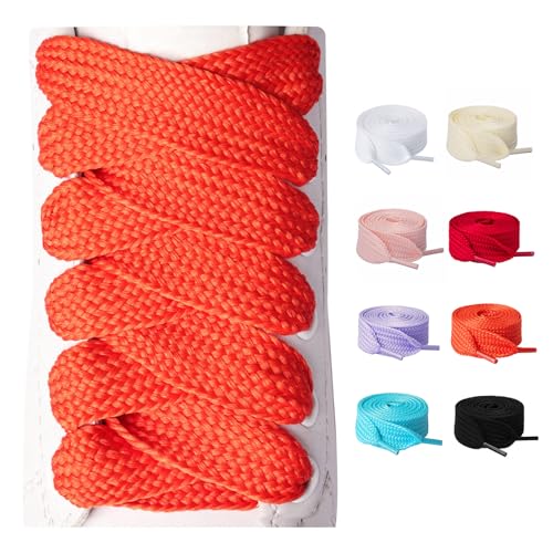 Olukssck 2 Paar 20mm Breite Flach Schnürsenkel, Reißfeste Ersatz Schuhbänder für Sneakers, Sportschuhe, Turnschuhe, Freizeitschuhe, Orange, 120cm Olukssck 2 Paar 20mm Breite Flach Schnürsenkel, Reißfeste Ersatz Schuhbänder für Sneakers, Sportschuhe, Turnschuhe, Freizeitschuhe, Orange, 120cm von Olukssck