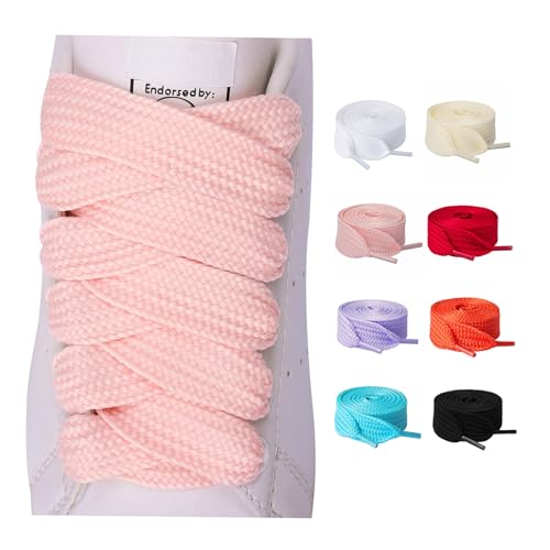 Olukssck 2 Paar 20mm Breite Flach Schnürsenkel, Reißfeste Ersatz Schuhbänder für Sneakers, Sportschuhe, Turnschuhe, Freizeitschuhe, Rosa, 120cm Olukssck 2 Paar 20mm Breite Flach Schnürsenkel, Reißfeste Ersatz Schuhbänder für Sneakers, Sportschuhe, Turnschuhe, Freizeitschuhe, Rosa, 120cm von Olukssck