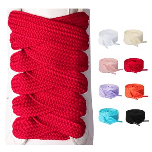 Olukssck 2 Paar 20mm Breite Flach Schnürsenkel, Reißfeste Ersatz Schuhbänder für Sneakers, Sportschuhe, Turnschuhe, Freizeitschuhe, Rot, 160cm Olukssck 2 Paar 20mm Breite Flach Schnürsenkel, Reißfeste Ersatz Schuhbänder für Sneakers, Sportschuhe, Turnschuhe, Freizeitschuhe, Rot, 160cm von Olukssck