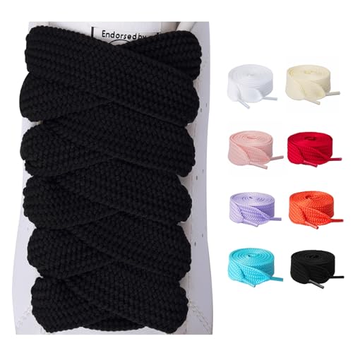 Olukssck 2 Paar 20mm Breite Flach Schnürsenkel, Reißfeste Ersatz Schuhbänder für Sneakers, Sportschuhe, Turnschuhe, Freizeitschuhe, Schwarz, 80cm Olukssck 2 Paar 20mm Breite Flach Schnürsenkel, Reißfeste Ersatz Schuhbänder für Sneakers, Sportschuhe, Turnschuhe, Freizeitschuhe, Schwarz, 80cm von Olukssck