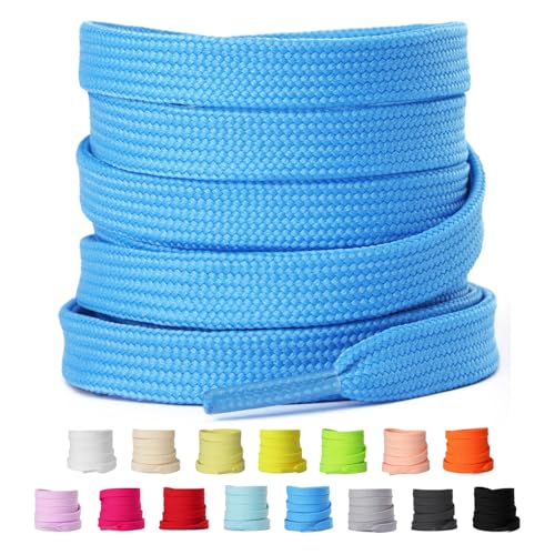 Olukssck 2 Paar 8mm Breite Flache Schnürsenkel, Reißfest Schuhbänder für Sneakers, Turnschuhe, Sportschuhe, Laufschuhe, Blau, 60cm Olukssck 2 Paar 8mm Breite Flache Schnürsenkel, Reißfest Schuhbänder für Sneakers, Turnschuhe, Sportschuhe, Laufschuhe, Blau, 60cm von Olukssck