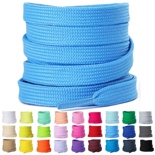 Olukssck 2 Paar 8mm Breite Flache Schnürsenkel, Reißfest Schuhbänder für Sneakers, Turnschuhe, Sportschuhe, Laufschuhe, Blau, 90cm Olukssck 2 Paar 8mm Breite Flache Schnürsenkel, Reißfest Schuhbänder für Sneakers, Turnschuhe, Sportschuhe, Laufschuhe, Blau, 90cm von Olukssck