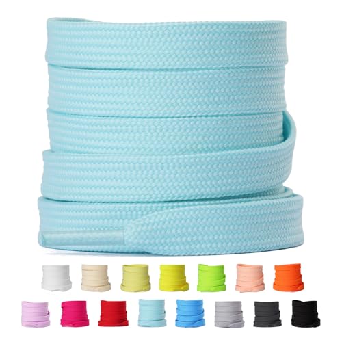 Olukssck 2 Paar 8mm Breite Flache Schnürsenkel, Reißfest Schuhbänder für Sneakers, Turnschuhe, Sportschuhe, Laufschuhe, Hellblau, 90cm Olukssck 2 Paar 8mm Breite Flache Schnürsenkel, Reißfest Schuhbänder für Sneakers, Turnschuhe, Sportschuhe, Laufschuhe, Hellblau, 90cm von Olukssck