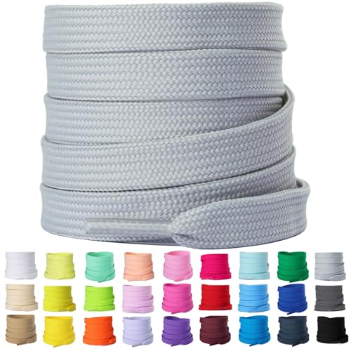 Olukssck 2 Paar 8mm Breite Flache Schnürsenkel, Reißfest Schuhbänder für Sneakers, Turnschuhe, Sportschuhe, Laufschuhe, Hellgrau, 60cm Olukssck 2 Paar 8mm Breite Flache Schnürsenkel, Reißfest Schuhbänder für Sneakers, Turnschuhe, Sportschuhe, Laufschuhe, Hellgrau, 60cm von Olukssck