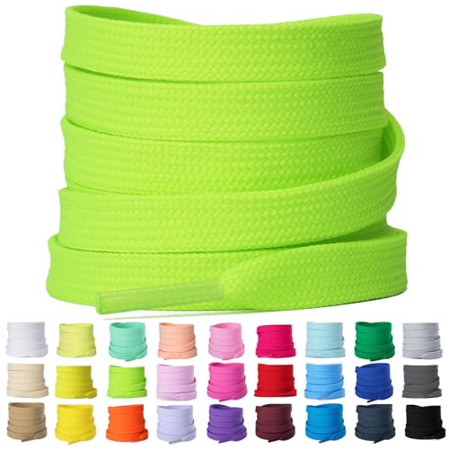 Olukssck 2 Paar 8mm Breite Flache Schnürsenkel, Reißfest Schuhbänder für Sneakers, Turnschuhe, Sportschuhe, Laufschuhe, Neon Verde, 60cm Olukssck 2 Paar 8mm Breite Flache Schnürsenkel, Reißfest Schuhbänder für Sneakers, Turnschuhe, Sportschuhe, Laufschuhe, Neon Verde, 60cm von Olukssck