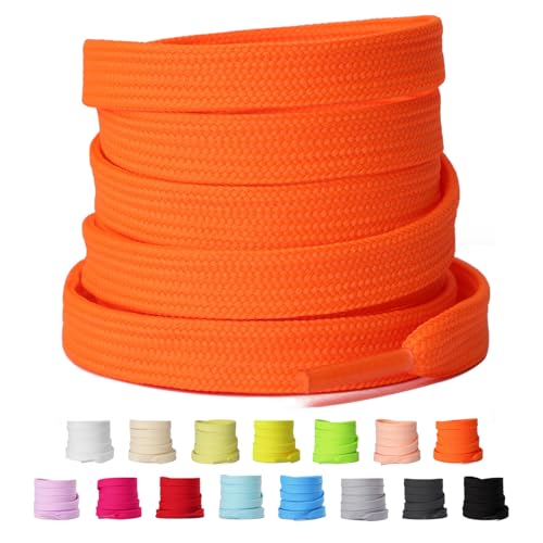 Olukssck 2 Paar 8mm Breite Flache Schnürsenkel, Reißfest Schuhbänder für Sneakers, Turnschuhe, Sportschuhe, Laufschuhe, Orange, 60cm Olukssck 2 Paar 8mm Breite Flache Schnürsenkel, Reißfest Schuhbänder für Sneakers, Turnschuhe, Sportschuhe, Laufschuhe, Orange, 60cm von Olukssck