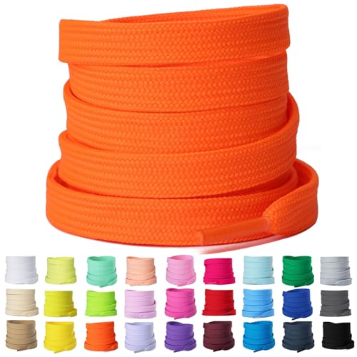Olukssck 2 Paar 8mm Breite Flache Schnürsenkel, Reißfest Schuhbänder für Sneakers, Turnschuhe, Sportschuhe, Laufschuhe, Orange, 90cm Olukssck 2 Paar 8mm Breite Flache Schnürsenkel, Reißfest Schuhbänder für Sneakers, Turnschuhe, Sportschuhe, Laufschuhe, Orange, 90cm von Olukssck