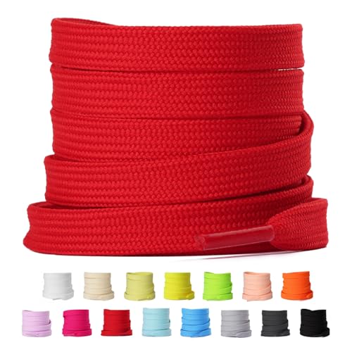 Olukssck 2 Paar 8mm Breite Flache Schnürsenkel, Reißfest Schuhbänder für Sneakers, Turnschuhe, Sportschuhe, Laufschuhe, Rot, 160cm Olukssck 2 Paar 8mm Breite Flache Schnürsenkel, Reißfest Schuhbänder für Sneakers, Turnschuhe, Sportschuhe, Laufschuhe, Rot, 160cm von Olukssck