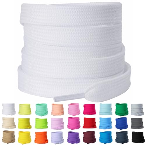Olukssck 2 Paar 8mm Breite Flache Schnürsenkel, Reißfest Schuhbänder für Sneakers, Turnschuhe, Sportschuhe, Laufschuhe, Weiß, 160cm Olukssck 2 Paar 8mm Breite Flache Schnürsenkel, Reißfest Schuhbänder für Sneakers, Turnschuhe, Sportschuhe, Laufschuhe, Weiß, 160cm von Olukssck