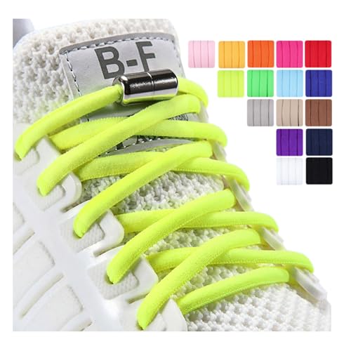 Olukssck 2 Paar Elastische Schnürsenkel mit ohne binden - Schnellschnürsystem mit Metall Lock, Set für Läufer, Kinder, 105cm Länge Ø 5 mm, Neon Gelb Olukssck 2 Paar Elastische Schnürsenkel mit ohne binden - Schnellschnürsystem mit Metall Lock, Set für Läufer, Kinder, 105cm Länge Ø 5 mm, Neon Gelb von Olukssck