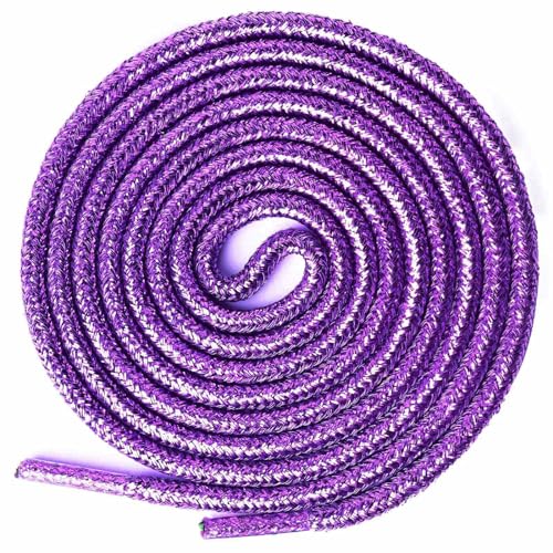 Olukssck 2 Paar Glitzer Schnürsenkel Rund, Glänzende Farbige Runde Schuhbänder für Sneaker, Sportschuhe und Stiefel, Dunkel Violett, 120cm Olukssck 2 Paar Glitzer Schnürsenkel Rund, Glänzende Farbige Runde Schuhbänder für Sneaker, Sportschuhe und Stiefel, Dunkel Violett, 120cm von Olukssck