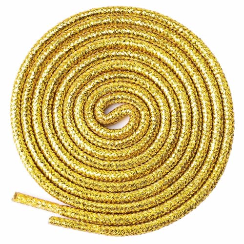 Olukssck 2 Paar Glitzer Schnürsenkel Rund, Glänzende Farbige Runde Schuhbänder für Sneaker, Sportschuhe und Stiefel, Dunkelgold, 160cm Olukssck 2 Paar Glitzer Schnürsenkel Rund, Glänzende Farbige Runde Schuhbänder für Sneaker, Sportschuhe und Stiefel, Dunkelgold, 160cm von Olukssck