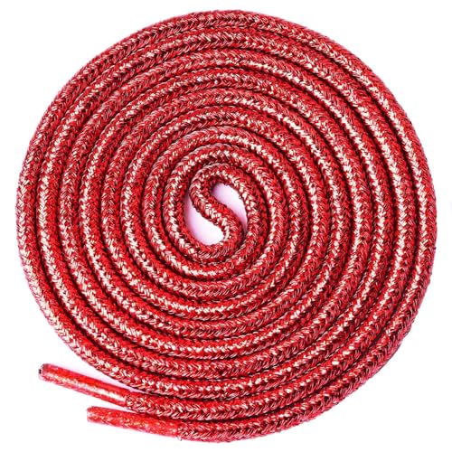 Olukssck 2 Paar Glitzer Schnürsenkel Rund, Glänzende Farbige Runde Schuhbänder für Sneaker, Sportschuhe und Stiefel, Rot, 120cm Olukssck 2 Paar Glitzer Schnürsenkel Rund, Glänzende Farbige Runde Schuhbänder für Sneaker, Sportschuhe und Stiefel, Rot, 120cm von Olukssck