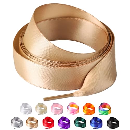 Olukssck 2 Paar Satin Schnürsenkel, 2cm Breit Bunte Seide Schnürsenkel für Damen, Flache Satinband Schuhebänder für Sneakers, Sportschuhe, Turnschuhe, Laufschuhe, Khaki, 120cm Olukssck 2 Paar Satin Schnürsenkel, 2cm Breit Bunte Seide Schnürsenkel für Damen, Flache Satinband Schuhebänder für Sneakers, Sportschuhe, Turnschuhe, Laufschuhe, Khaki, 120cm von Olukssck