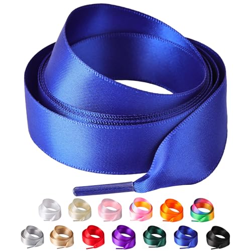 Olukssck 2 Paar Satin Schnürsenkel, 2cm Breit Bunte Seide Schnürsenkel für Damen, Flache Satinband Schuhebänder für Sneakers, Sportschuhe, Turnschuhe, Laufschuhe, Königsblau, 80cm Olukssck 2 Paar Satin Schnürsenkel, 2cm Breit Bunte Seide Schnürsenkel für Damen, Flache Satinband Schuhebänder für Sneakers, Sportschuhe, Turnschuhe, Laufschuhe, Königsblau, 80cm von Olukssck
