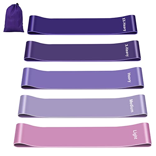 Fokky Fitnessbänder [5er Set], 100% Naturlatex Fitnessband mit Übungsanleitung auf Deutsch & Tragebeutel Resistance Bands Widerstandsbänder Gymnastikband für Muskelaufbau Pilates Yoga von Fokky