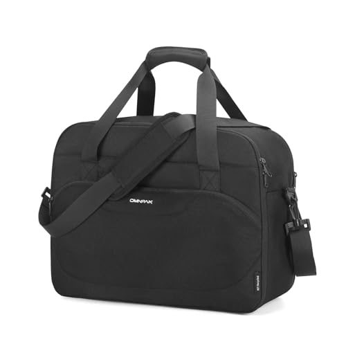 Omnpak Handgepäck Tasche 45x36x20, Easyjet Reisetasche mit 17'' Laptop-Fach, Unter Sitzplatz Handgepäck mit Nasstasche, Weekendertasche für Damen Herren(Schwarz) von Omnpak