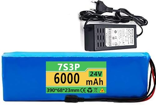 24V 6Ah Fahrrad-Batterien,7S3P 24V 6Ah Elektrofahrrad-Akku Li-Ionen-Akku Wasserdichter PVC Mit Ladegerät Für Ebike Akku 100W 200W 350W 400W 500W Motor 390 * 68 * 23Mm 24V 6Ah,XT60 von OmurgA