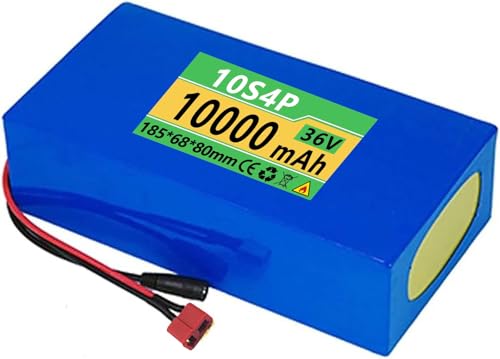 36V 10Ah Fahrrad-Batterien,36V 10S4P Ebike Akku Hochleistungsakku Wasserdichter PVC Akku Für 200W 300W 400W 500W 750W 800W Motor Energie Der Klasse A 185 * 68 * 80Mm 36V10AH,T von OmurgA