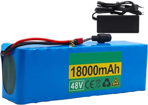 E-Bike Pedelec Akku 48V 9AH 15AH 18AH 25AH 27AH,Elektrofahrrad-Akku 48V mit Ladegerät, wasserdichter PVC-Akku eingebauter BMS für Motoren 250W 350W 400W 500W 750W 800W Motor 48V 27AH,XT60 von OmurgA